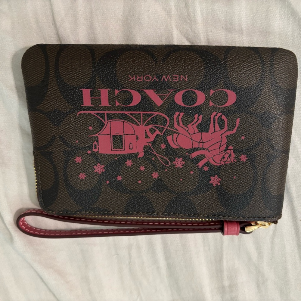 Coach Brown and Pink Wristlet